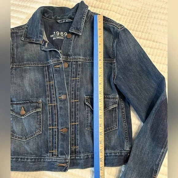 Gap Womens 1969 Crop Trucker Dropped Pocket Yosemite Jean Jacket Sz XS - Picture 4 of 12